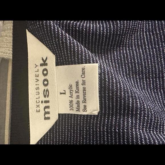 Exclusively Misook lightweight V-neck striped open cardigan sweater Size L - Picture 6 of 6